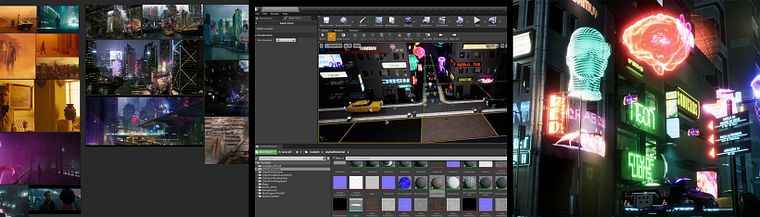 Design de videogames com Unreal Engine: cenário cyberpunk