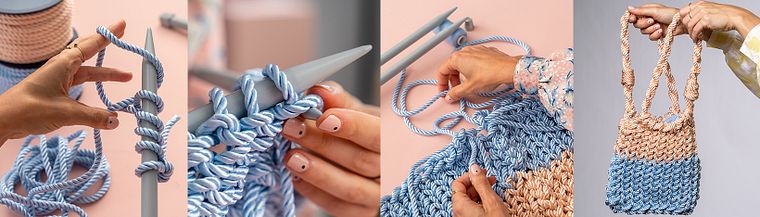 Design e confecção de bolsas com cordão de seda
