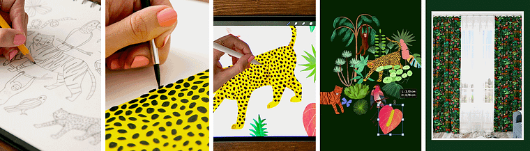 Digital Pattern Illustration Inspired by Flora and Fauna