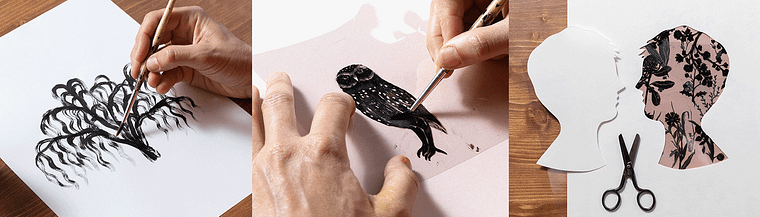 Illustrazione sperimentale e creativa con china e acrilico
