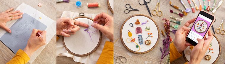 Broderie à texture combinant les points et les perles
