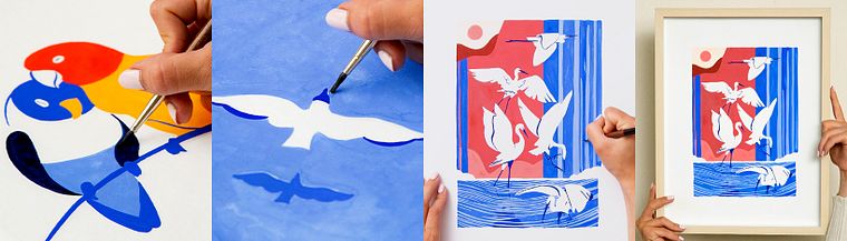 Tierwelten-Malerei mit Gouache