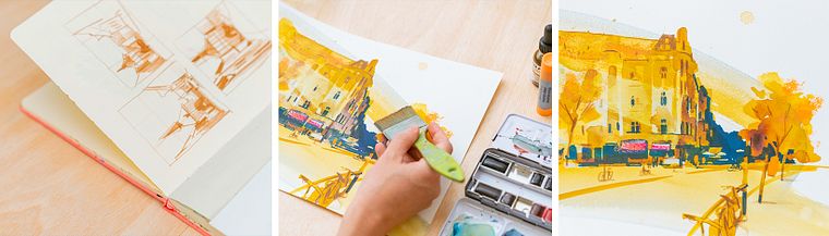 Modern Urban Sketching Techniques with Mixed Media