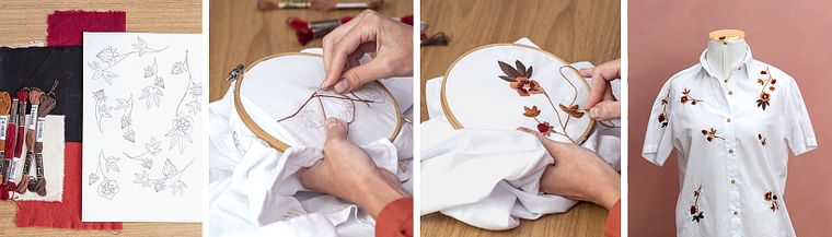 Broderie cu model botanic pentru îmbrăcăminte