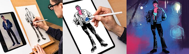Dessin de personnages urbains expressifs