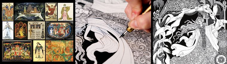 Märchenillustration mit Feder und Tinte