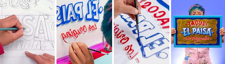 Letreiro tradicional feito à mão em vidro