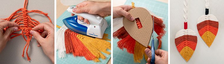 Makrameeblätter für dekorative Wandbehänge
