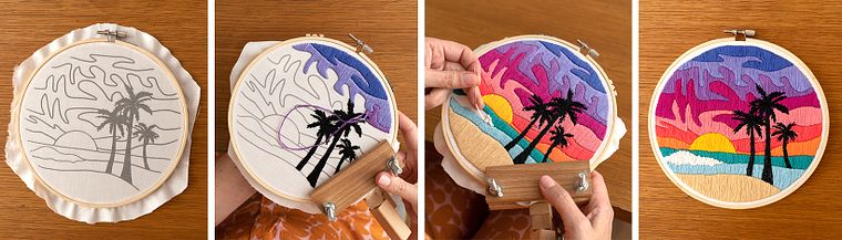 Wanddeko sticken: Abstraktes Design und Farben