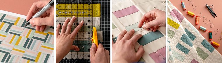 Confección con patchwork a rayas y técnicas de quilting