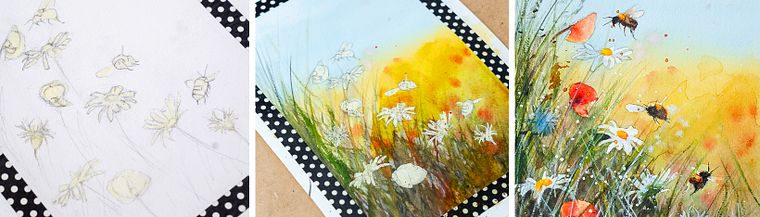 Illustration naturaliste à l'aquarelle et au fusain