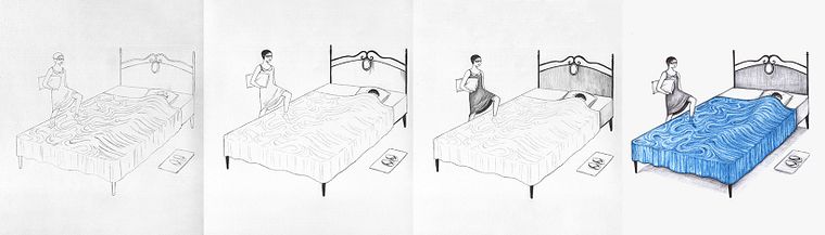Ilustración artística surrealista con bolígrafo