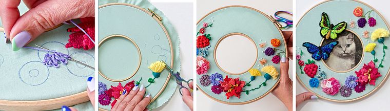 Double Hoop Embroidery with Relief Stitches