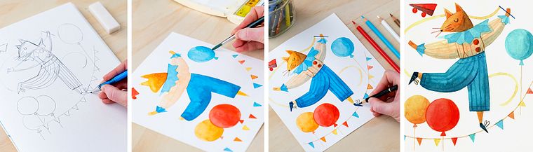 Ausgedachte Charaktere mit Aquarell zeichnen