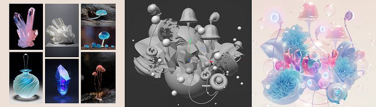 Lettering digital 3D con elementos ilustrados