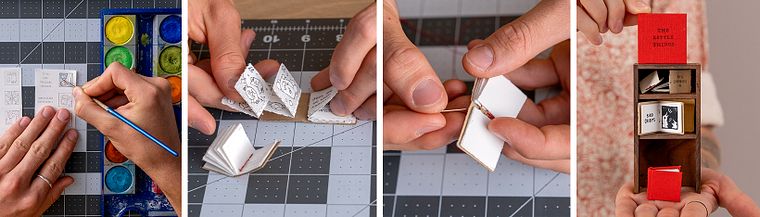 Miniaturbücher illustrieren und binden