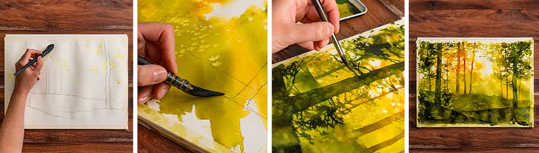 Verträumte Aquarell-Landschaften: Halte Licht fest