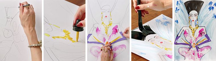 Fashion illustration con tecniche miste