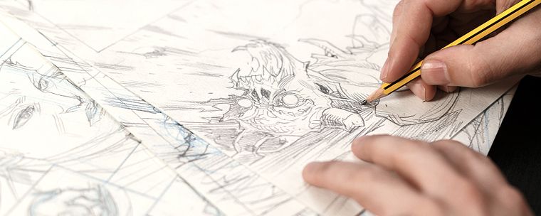 Dibujo a lápiz para cómics de superhéroes