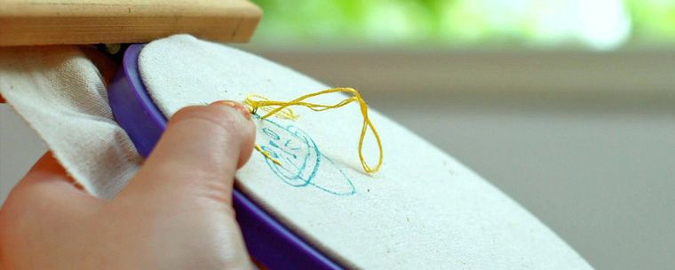 Character Illustration with Needle and Thread