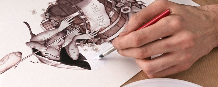 Illustration Mischtechnik für Charakter-Design