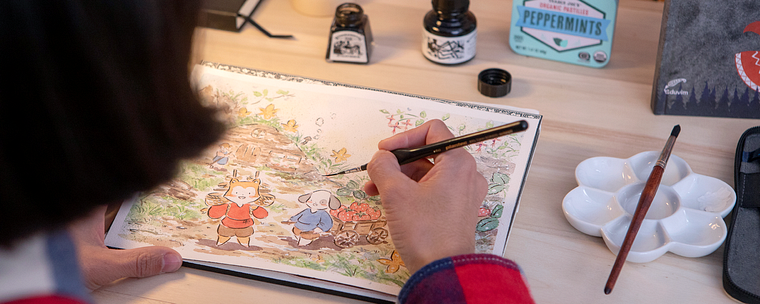 Imaginary Worlds Illustrated with Ink and Watercolor