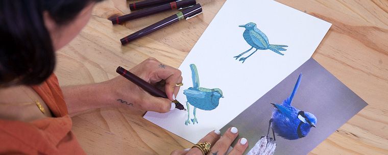 Dessin créatif à l'encre et à la gouache