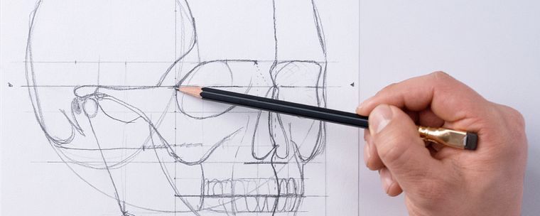 Anatomische tekeningen maken van het menselijk hoofd