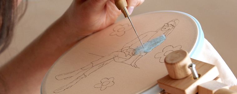 Bordado de imagens de moda com needle felting