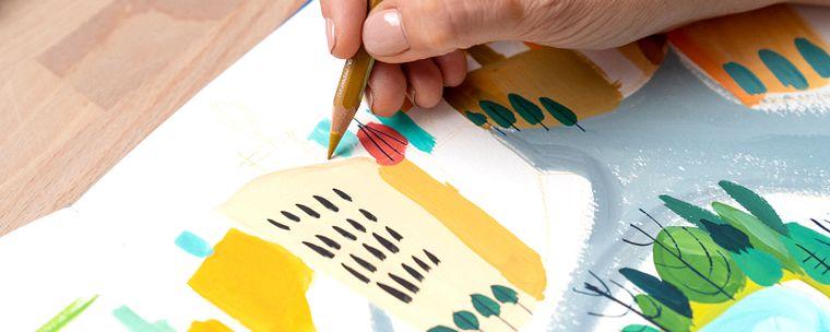 Malerisches Skizzenbuch mit Gouache