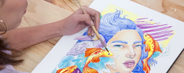 Ilustración en acuarela: naturaleza y vida