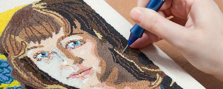 Embroidered Portraits with Punch Needle