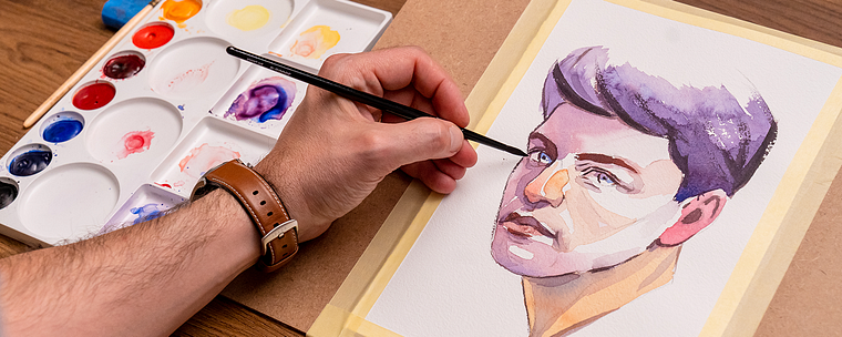 Współczesny portret malowany akwarelą