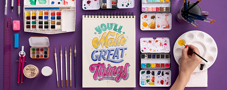 Lettering in Vibrant Watercolor
