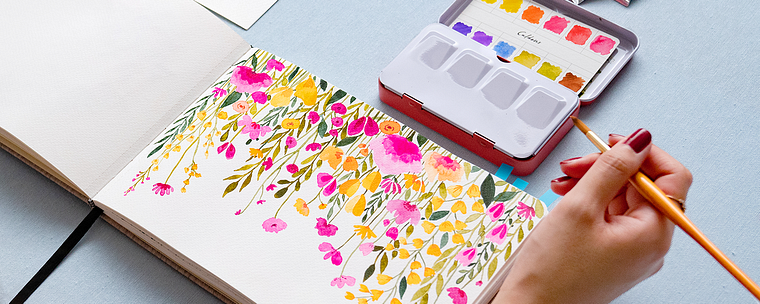 Vibrant Floral Patterns with Watercolors