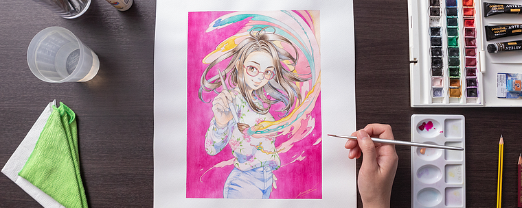 Portrety w stylu manga techniką akwarelową