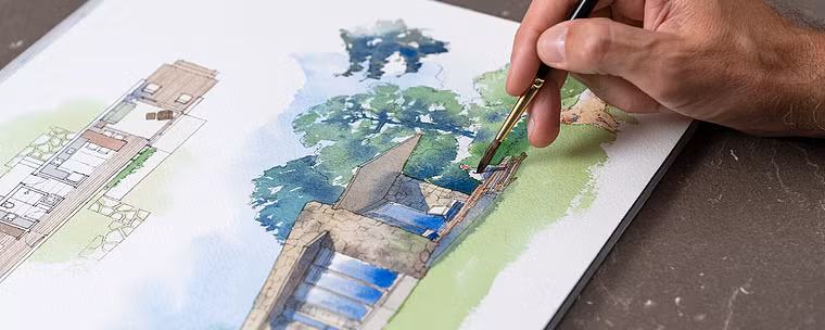 Freihändige Architekturillustration