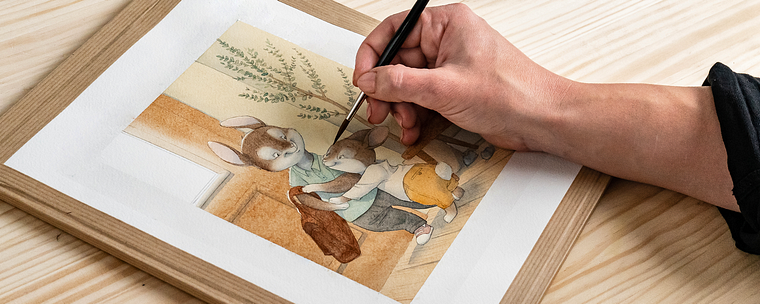 Tierfiguren in Aquarell für Kinderbücher