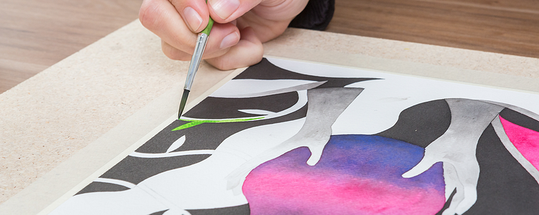 Ilustração artística com nanquim e aquarela