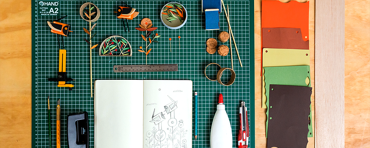 3D Illustration with Paper, Cardboard, and Wood