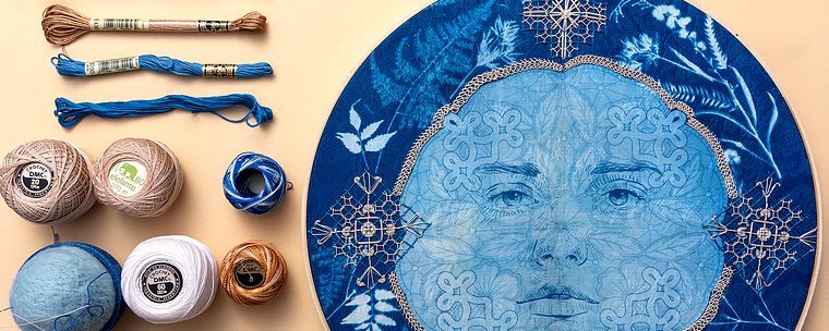 Bluework: cianotipia e bordado