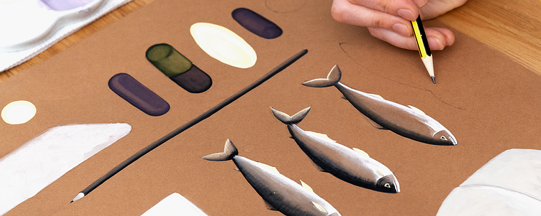 Modernes Printdesign: Maßstab, Farbe und Komposition