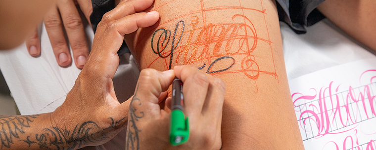 Freehand Cursive Lettering Tattoos