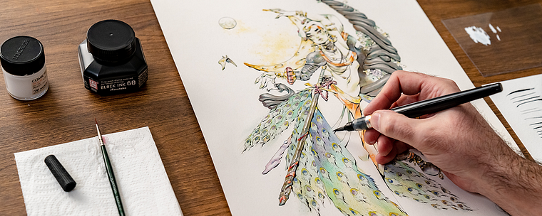 Fantastical Characters with Ink and Watercolor 