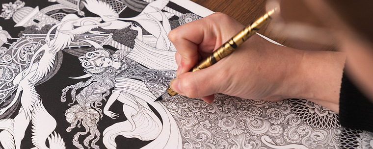 Märchenillustration mit Feder und Tinte