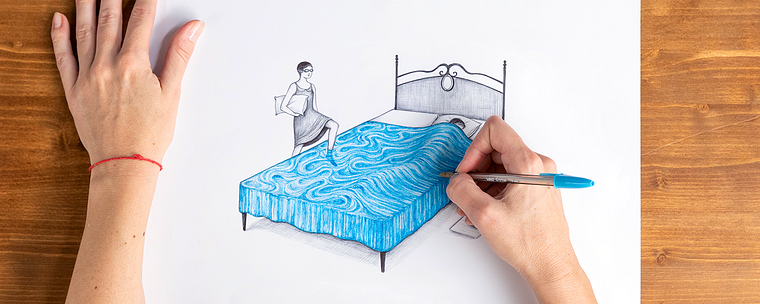 Ilustración artística surrealista con bolígrafo
