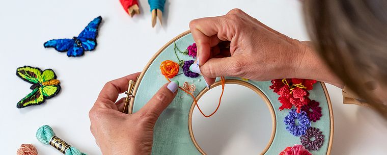 Double Hoop Embroidery with Relief Stitches
