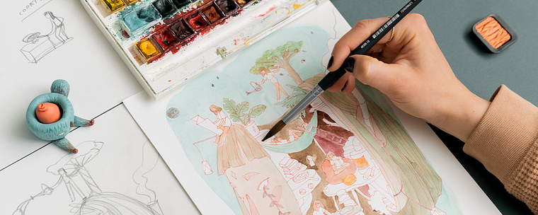 Surreal Illustration with Watercolor and Ink