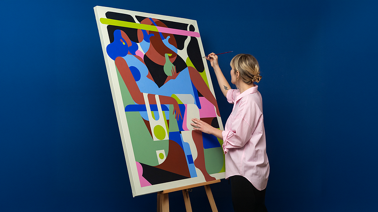 Création d'illustrations numériques et de peintures en acrylique