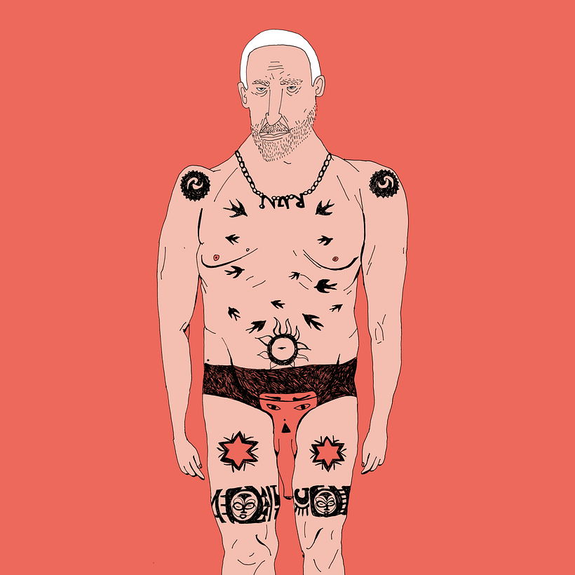 Nudistas en Barcelona - Ilustración tradicional